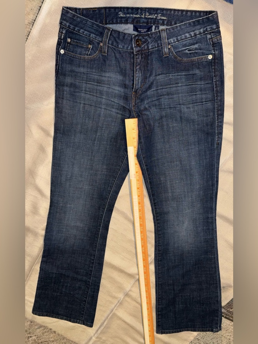 Levi's Dark Blue Denim Jeans Mid Rise Boot 553 - Picture 4 of 9